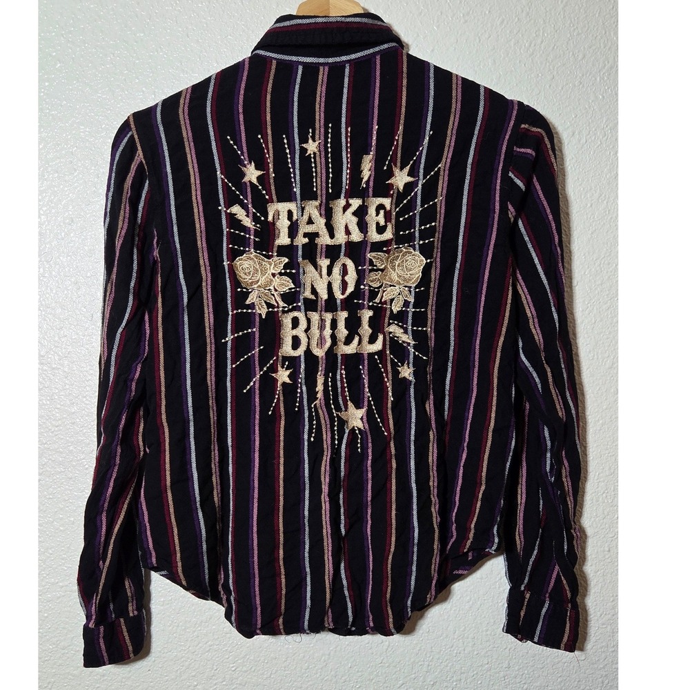 Western Rodeo Cowgirl Shirt Take No Bull Embroidered Back Festival Western Glam